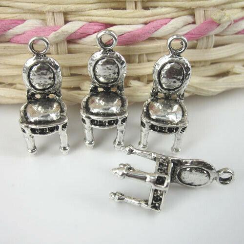 10pc 3D cute antiqued silver chair charms/pendants G216