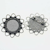 4pcs/lot Tibetan silver COLOR ROUND 20mm/35mm cabochon settings brooch design