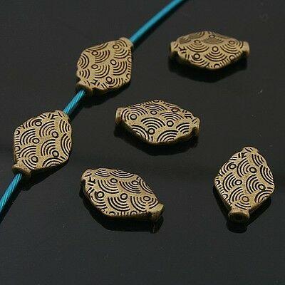 20Pcs antiqued bronze color 2sided floral rhombus spacer beads h0469-1