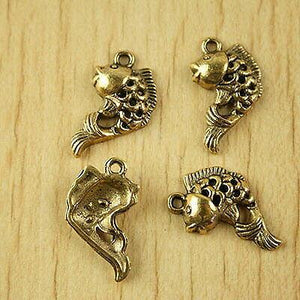 20pcs dark gold-tone crafted fish charms h2062