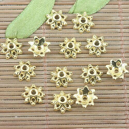 60pcs gold color flower design bead cap h3100