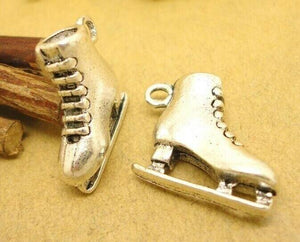 4pcs tibetan silver color ice skates shoe design charms  H2573