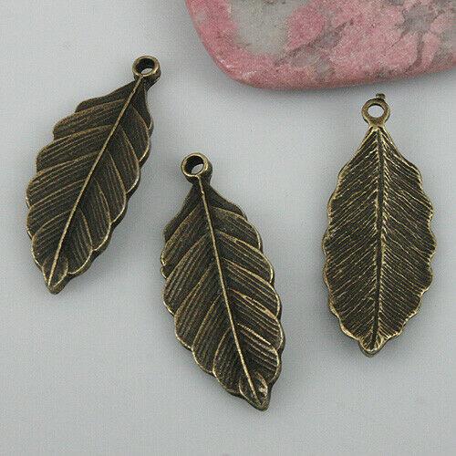 10pcs antiqued bronze color leaf charms EF0541