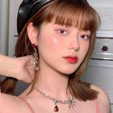 Fashion Jewelry Stud Earring Sapphire Chains Long Earring Asymmetric earrings