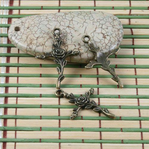 8pcs antiqued bronze flower cross pendant G1405