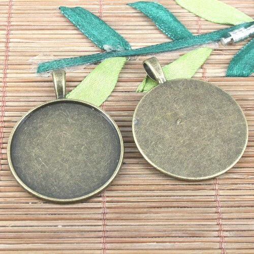 4pcs antiqued bronze color 30mm  round cabochon settings EF0698