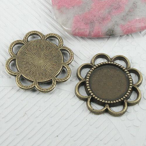 6pcs antiqued bronze color round cabochon settings EF0713