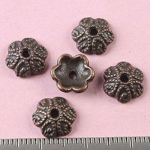 40pcs dark copper-tone flower beads cap h1807