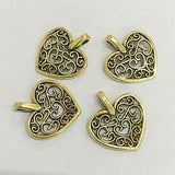 Hot! Beautiful hollow floral heart drop charms to Pick making jewery bracelet