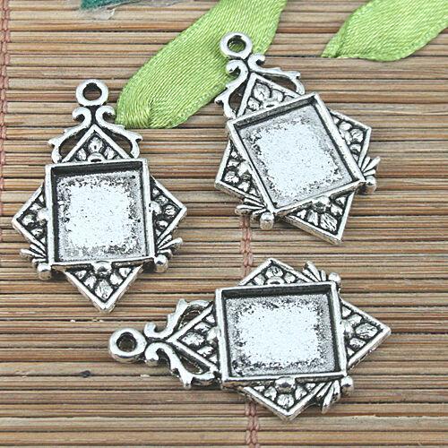 10pcs tibetan silver color rim squared shaped cabochon settings EF0989