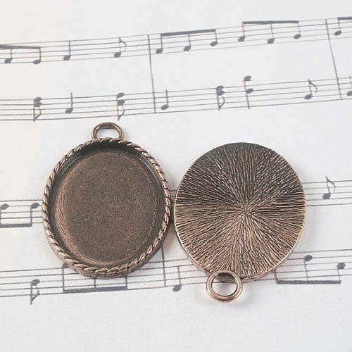 4pcs antiqued copper oval photo frame 36x28mm cabochon settings G1417