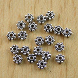200 cuentas planas de margarita de plata tibetana de 4 mm, agujero: 0,8 mm, espaciadores h0488