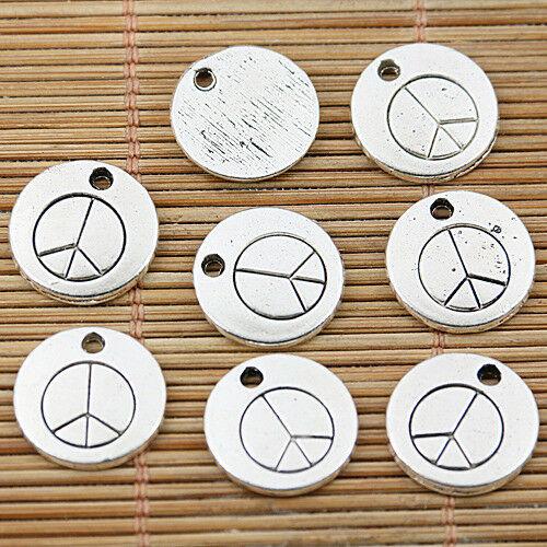 12pcs tibetan silver tone round peace symbol charms EF1594