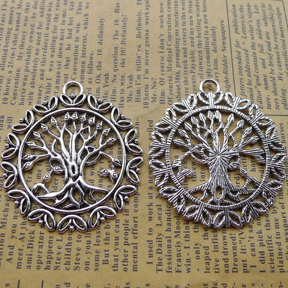 3Pieces 46*51mm Antique Silver Color Vintage Tree Charms Necklace Earring Pendant Accessory Charms For DIY Jewelry Making