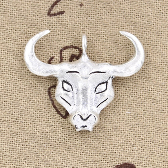 3pcs Charms Bull Ox 33x28mm Antique Silver Color Pendants DIY Crafts Making Findings Handmade Tibetan Jewelry