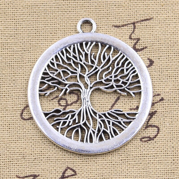 3pcs Charms Peace World Tree 47x42mm Antique Silver Color Pendants DIY Crafts Making Findings Handmade Tibetan Jewelry