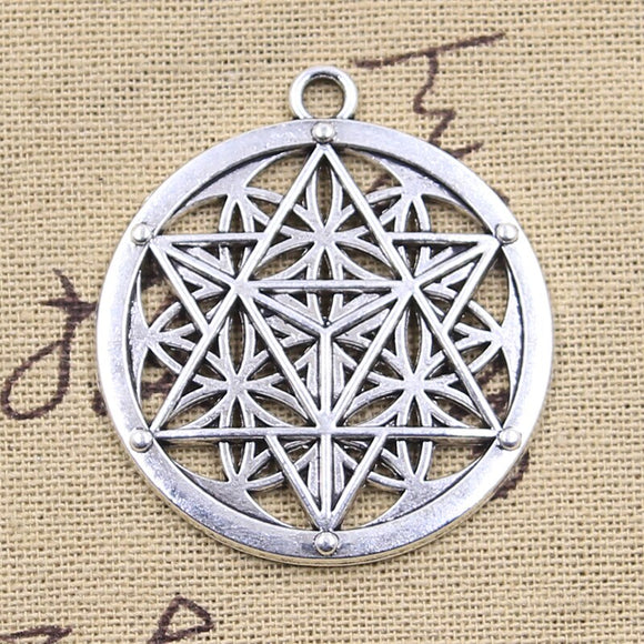 3pcs Charms Yoga Flower Of Life Datura Stramonium 45x40mm Antique Silver Color Pendants DIY Making Handmade Tibetan Jewelry