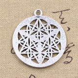 3pcs Charms Yoga Flower Of Life Datura Stramonium 45x40mm Antique Silver Color Pendants DIY Making Handmade Tibetan Jewelry