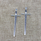 4 Pieces 24*86mm Newest Style Mixed Alloy Antique Silver Color Sword Charms Pendant Accessory For DIY Jewelry Making
