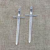 4 Pieces 24*86mm Newest Style Mixed Alloy Antique Silver Color Sword Charms Pendant Accessory For DIY Jewelry Making
