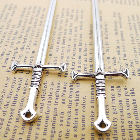 4 Pieces 25*88mm Antique Silver Color Sword Wicca Charms Vintage Pendant Accessory For DIY Jewelry Making