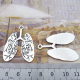 4 Pieces 30x40mm Antique Silver Color Lung Medical Charms Keychains Bracelet For DIY Jewelry Making