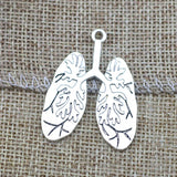4 Pieces 30x40mm Antique Silver Color Lung Medical Charms Keychains Bracelet For DIY Jewelry Making