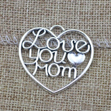 4 Pieces 39x27mm Antique Silver Color Love Mom Charms Mother's Day Gift for DIY Jewelry Making