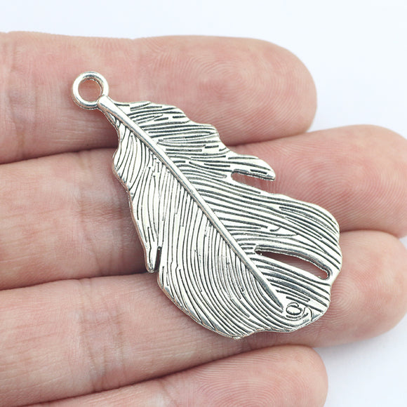 4 Pieces 47*23mm Antique Silver Color Vintage Feather Leaf Charms Fashion Necklace Earrings Pendant  For Jewelry Making Findings