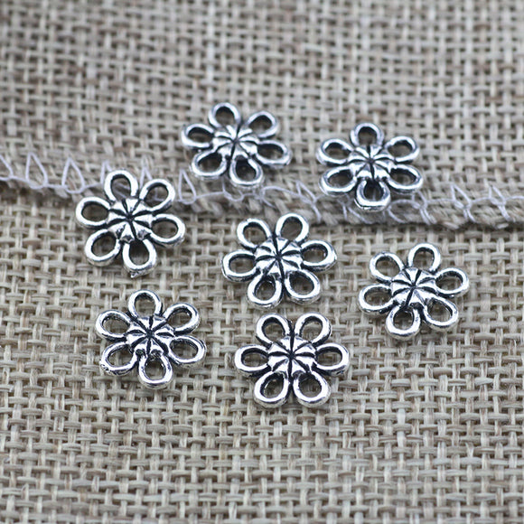 40 Pieces 11.6x11.6mm Antique Silver Color The Flower of Life Charms Hollow Jewelry Handcraft