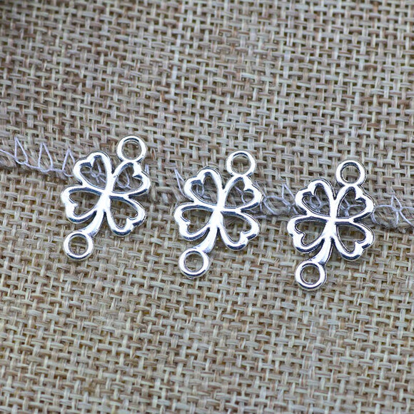 40 Pieces 12*20mm Mixed Alloy Antique Silver Color Flower Heart Hollow Charms Bracelet Pendant Accessory For DIY Jewelry Making