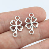 40 Pieces 12*20mm Mixed Alloy Antique Silver Color Flower Heart Hollow Charms Bracelet Pendant Accessory For DIY Jewelry Making