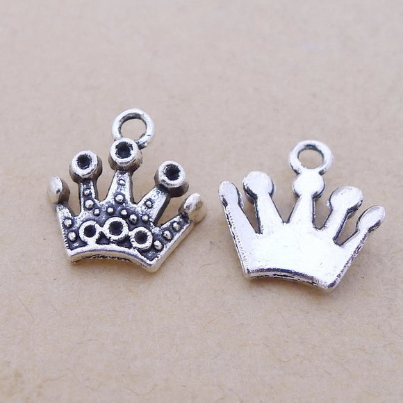 40 Pieces 13x13mm Antique Silver Color Crown Charms Earring Bracelet For DIY Jewelry Making