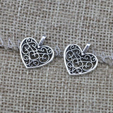 40 Pieces 15x16mm Antique Silver Color Heart Hollow Charms Handmade Jewelry for Necklace