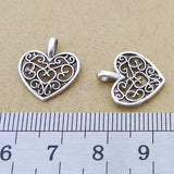 40 Pieces 15x16mm Antique Silver Color Heart Hollow Charms Handmade Jewelry for Necklace