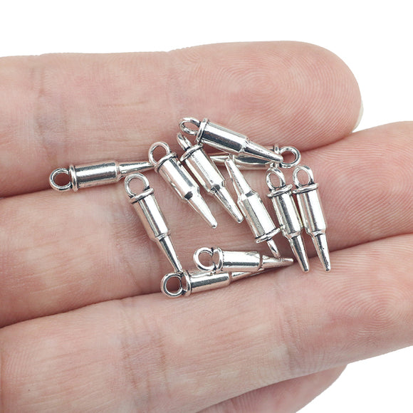 40 Pieces 4*15mm Antique Silver Color Mixed Alloy Bullet Charms Pendant  EF1698