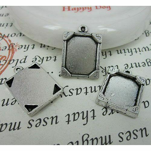 10pcs  antiqued silver color picture frame charm G447