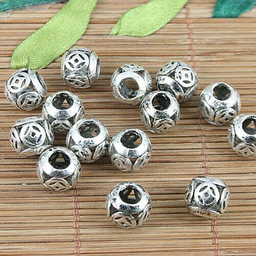 10pcs Tibetan silver patterns hollow loose beads fit bracelet h5110