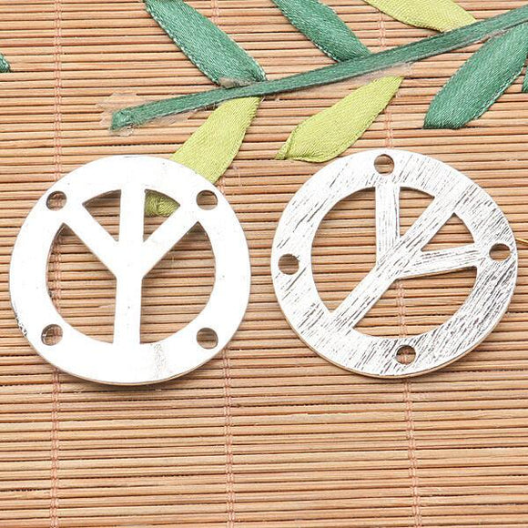 3pcs tibetan silver color round curved peace design 4holes connector h1566