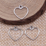 40pcs 14x13mm Antique Silver Color Hollow Heart Charms Pendant For Jewelry Making DIY Jewelry Findings