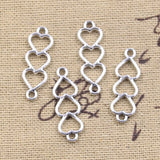 40pcs Charms Heart Link Connector 24x8mm Antique Silver Color Pendants DIY Crafts Mak ef4474i ef4474ng Findings Handmade Tibetan Jewelry