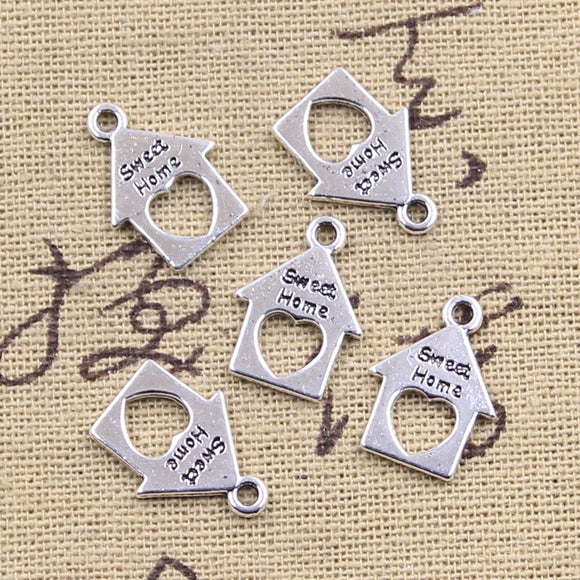 40pcs Charms Heart Sweet Home With Love 17x12mm Antique Silver Color Pendants DIY Craft Making Findings Handmade Tibetan Jewelry
