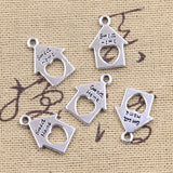 40pcs Charms Heart Sweet Home With Love 17x12mm Antique Silver Color Pendants DIY Craft Making Findings Handmade Tibetan Jewelry