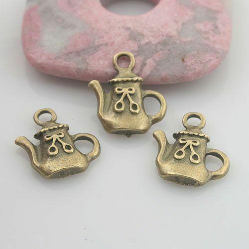 8pcs antiqued bronze color pattern tea pot pendant charm G1804