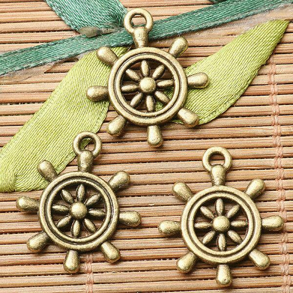 16pcs antiqued bronze color rudder design charms  EF2661