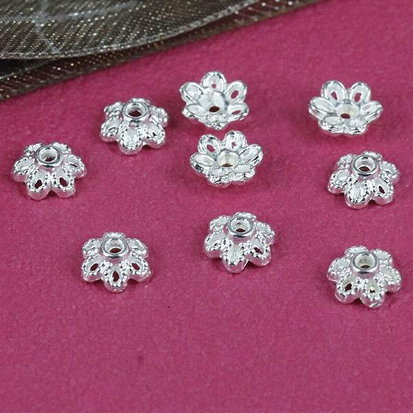 110pcs Silver tone 6mm flower spacer bead caps findings h0213