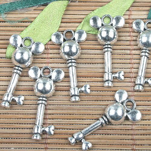 Alloy metal Tibetan Silver color key shaped charms 13pcs EF0143