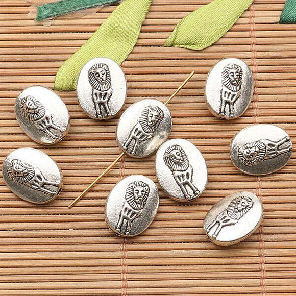 8pcs tibetan silver tone 2sided cartoon lion design Spacer beads h0672