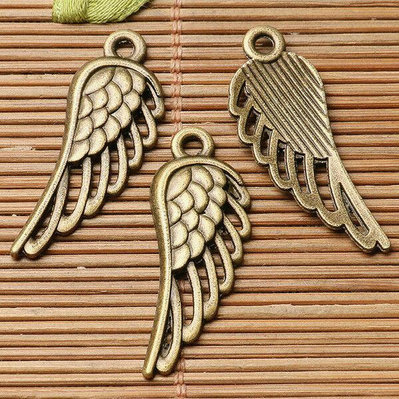 20pcs antiqued bronze color crafted  wing design charms  EF2915
