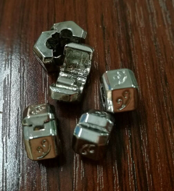 wave pattern EUROPEAN STOPPER CLIP/LOCKS BEADS CHARMS dull silver 5pcs 10x6mm